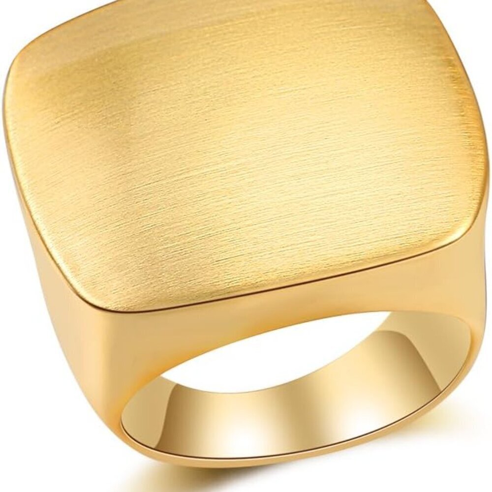 Gold Silver Statement Ring Chunky Signet Wide Metal Geometric Jewelry Women